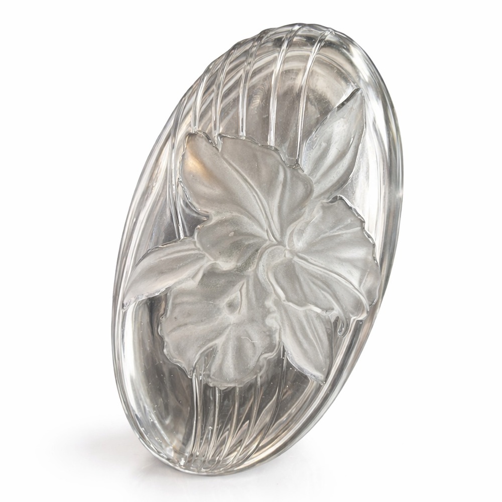 Vintage Mikasa Studio Nova Frosted Iris Crystal Dish